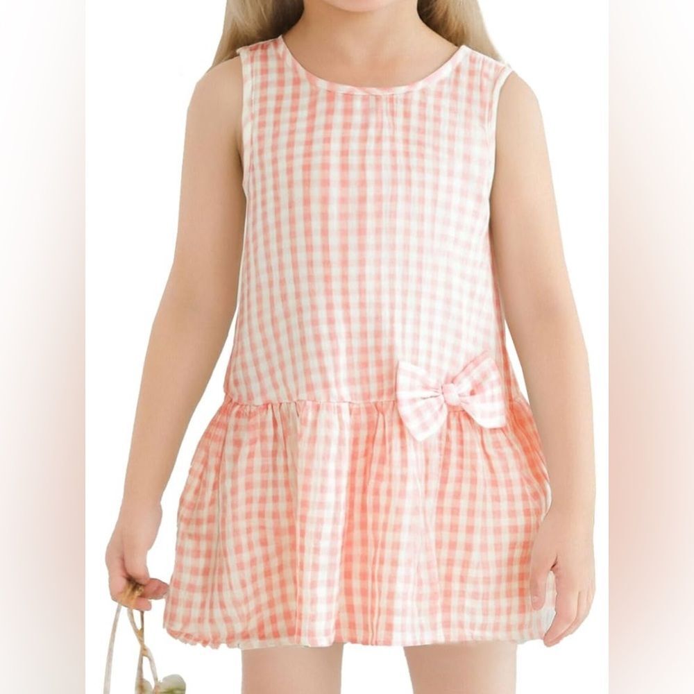 Baby Girl Clothes Cotton Sleeveless Ruffle Dress with Bow 90(2T-3T) NWOT